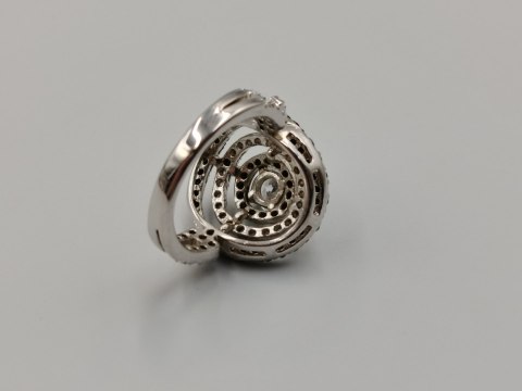 Piękny srebrny damski ażurowy pierścionek CYRKONIE r.15 srebro biżuteria