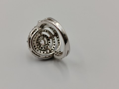 Piękny srebrny damski ażurowy pierścionek CYRKONIE r.15 srebro biżuteria