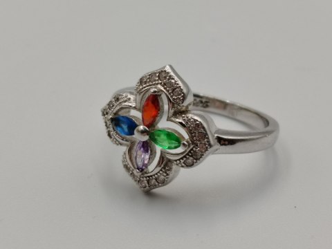 Piękny srebrny damski pierścionek CYRKONIE r.11 srebro 925 biżuteria