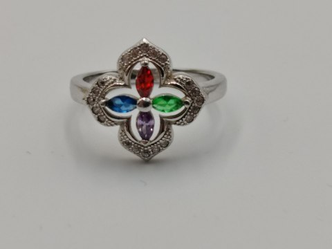 Piękny srebrny damski pierścionek CYRKONIE r.11 srebro 925 biżuteria