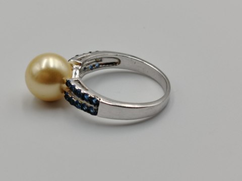 Piękny srebrny damski pierścionek PERŁA+CYRKONIE r.17 srebro 925 biżuteria