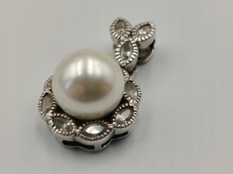 Piękny srebrny damski wisiorek/zawieszka PERŁA CYRKONIE biżuteria VINTAGE