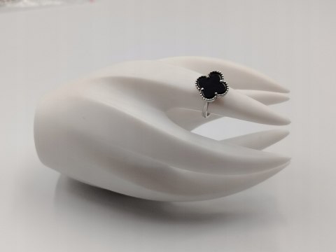 Piękny srebrny pierścionek ONYKS CZARNY KONICZYNA r. 9 srebro 925 biżuteria