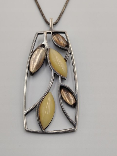 Piękny stary srebrny damski komplet wisiorek + łańcuszek biżuteria VINTAGE