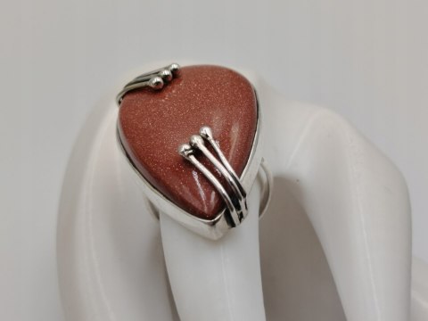 Piękny stary srebrny damski pierścionek PIASEK PUSTYNI r.17 srebro VINTAGE