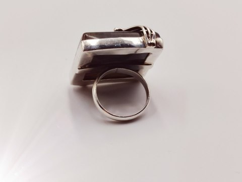 Piękny stary srebrny damski pierścionek TYGRYSIE OKO r.14 srebro biżuteria