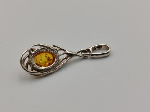 Piękny stary srebrny damski wisiorek/zawieszka BURSZTYN biżuteria VINTAGE