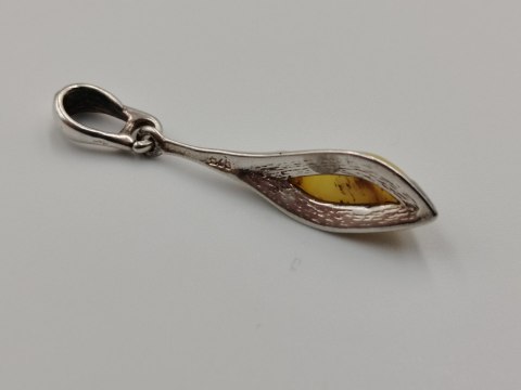 Piękny stary srebrny damski wisiorek/zawieszka BURSZTYN biżuteria VINTAGE