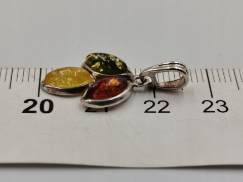 Piękny stary srebrny damski wisiorek/zawieszka bursztyn biżuteria VINTAGE