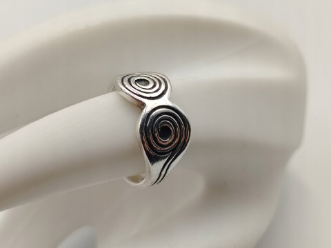 Piękny stary srebrny pierścionek celtycki SPIRALA r. 14 srebro biżuteria