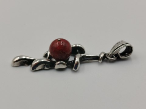 Piękny stary srebrny wisiorek/zawieszka KORAL srebro biżuteria VINTAGE