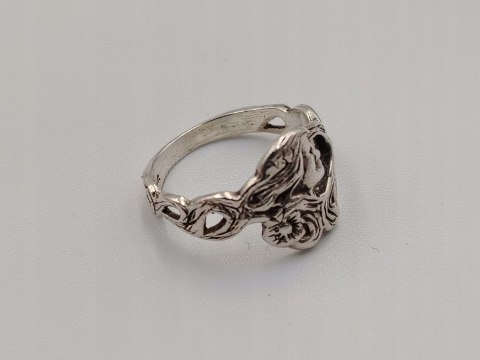 Stary piękny srebrny damski pierścionek LADY r.9 srebro biżuteria VINTAGE