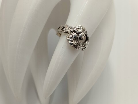 Stary piękny srebrny damski pierścionek LADY r.9 srebro biżuteria VINTAGE
