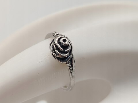 Stary piękny srebrny damski pierścionek RÓŻA r.16 srebro biżuteria VINTAGE
