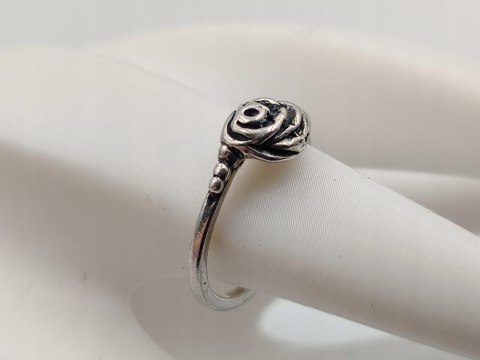 Stary piękny srebrny damski pierścionek RÓŻA r.16 srebro biżuteria VINTAGE