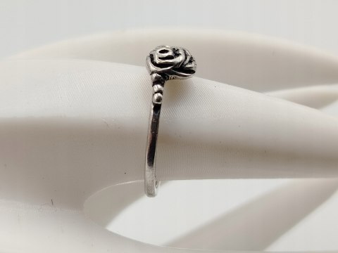 Stary piękny srebrny damski pierścionek RÓŻA r.16 srebro biżuteria VINTAGE