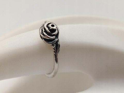 Stary piękny srebrny damski pierścionek RÓŻA r.16 srebro biżuteria VINTAGE