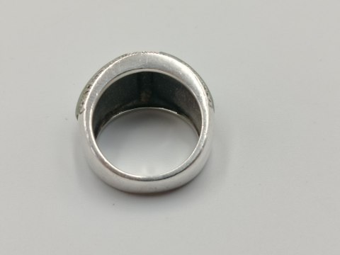 Stary piękny srebrny pierścionek JADEIT MARKAZYTY r. 11 biżuteria VINTAGE