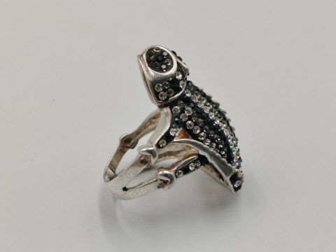 Stary piękny srebrny pierścionek KAMELEON CYRKONIE r. 19 srebro 925 VINTAGE