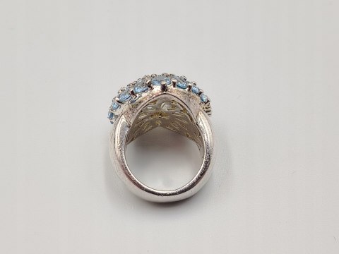 Stary piękny srebrny pierścionek SERCE cyrkonie r. 13 VINTAGE biżuteria