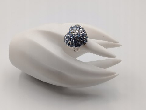 Stary piękny srebrny pierścionek SERCE cyrkonie r. 13 VINTAGE biżuteria