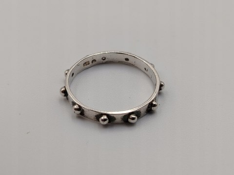 Stary piękny srebrny różaniec na palec/obrączka roz. 26 VINTAGE biżuteria