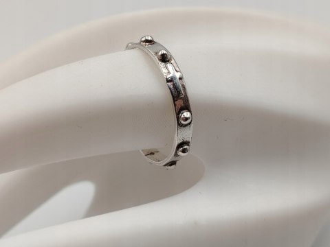 Stary piękny srebrny różaniec na palec/obrączka roz. 26 VINTAGE biżuteria