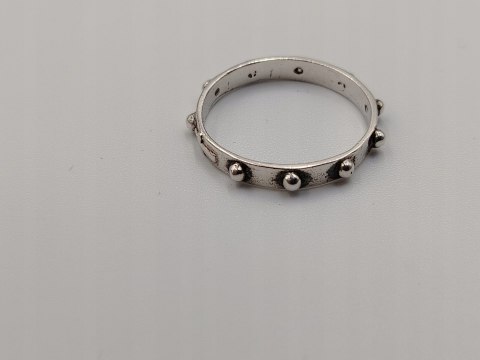 Stary piękny srebrny różaniec na palec/obrączka roz. 26 VINTAGE biżuteria