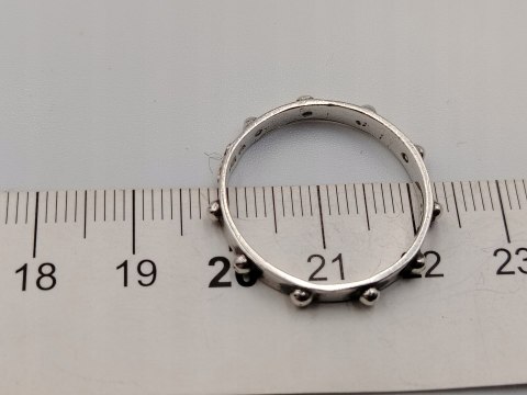 Stary piękny srebrny różaniec na palec/obrączka roz. 26 VINTAGE biżuteria