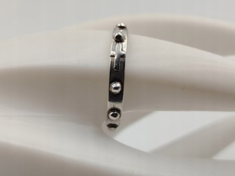 Stary piękny srebrny różaniec na palec/obrączka roz. 26 VINTAGE biżuteria