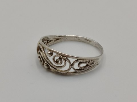 Stary srebrny ażurowy filigranowy pierścionek/obrączka r.17 srebro VINTAGE