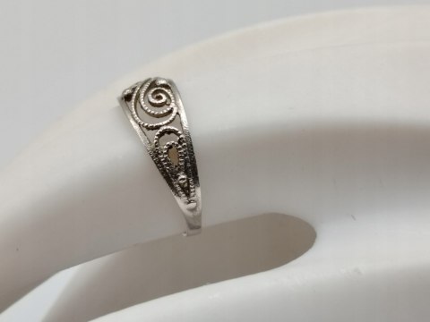 Stary srebrny ażurowy filigranowy pierścionek/obrączka r.17 srebro VINTAGE