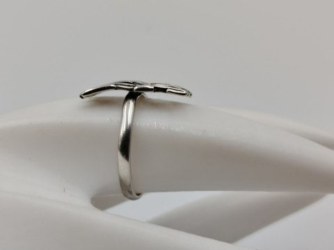 Stary srebrny ażurowy modernistyczny pierścionek r.17 biżuteria VINTAGE