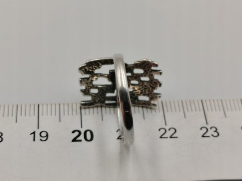 Stary srebrny ażurowy modernistyczny pierścionek r.17 biżuteria VINTAGE