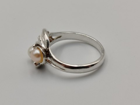 Stary srebrny damski pierścionek PERŁY r.18 srebro 925 VINTAGE biżuteria