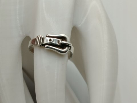 Stary srebrny damski pierścionek/obrączka PASEK DO SPODNI r. 16 VINTAGE