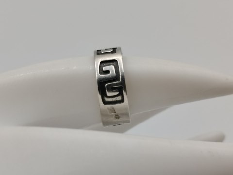 Stary srebrny damski pierścionek/obrączka wzór GRECKI r.7/8 srebro VINTAGE