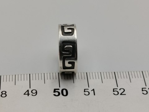 Stary srebrny damski pierścionek/obrączka wzór GRECKI r.7/8 srebro VINTAGE