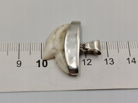 Stary srebrny damski wisiorek/zawieszka z zęba REKINA - VINTAGE biżuteria