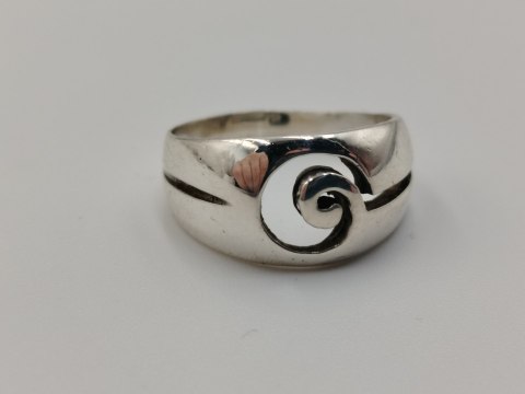 Stary srebrny pierścionek/obrączka ażurowa ŚLIMAK r. 11 srebro VINTAGE