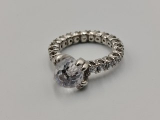 Bajeczny srebrny damski pierścionek CYRKONIE r. 14 srebro 925 biżuteria