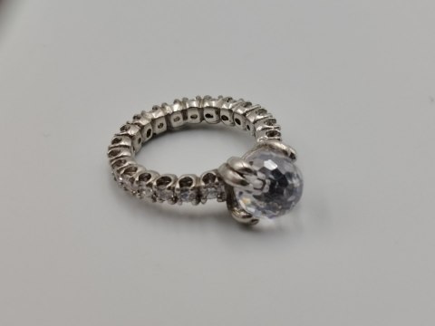 Bajeczny srebrny damski pierścionek CYRKONIE r. 14 srebro 925 biżuteria