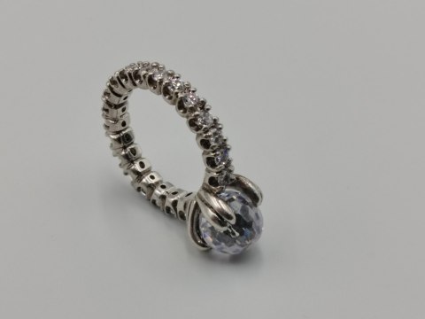 Bajeczny srebrny damski pierścionek CYRKONIE r. 14 srebro 925 biżuteria