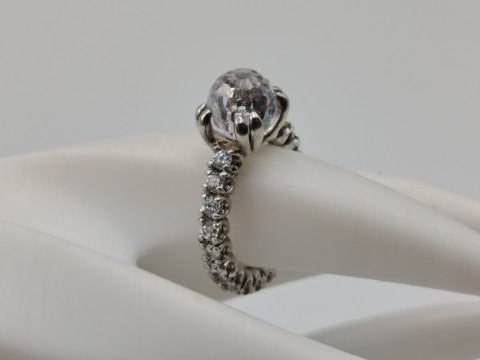 Bajeczny srebrny damski pierścionek CYRKONIE r. 14 srebro 925 biżuteria