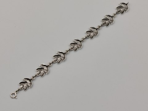 Piękna stara srebrna damska bransoletka LIŚĆIE srebro 925 biżuteria VINTAGE