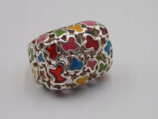 Piękny srebrny damski pierścionek AŻUROWY EMALIA roz. 11 biżuteria VINTAGE