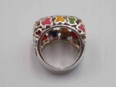 Piękny srebrny damski pierścionek AŻUROWY EMALIA roz. 11 biżuteria VINTAGE