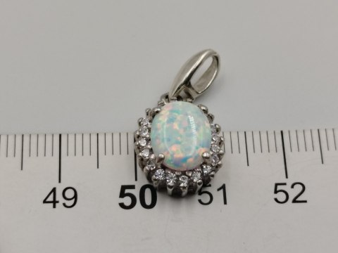 Piękny srebrny damski wisiorek/zawieszka OPAL CYRKONIE biżuteria srebro 925