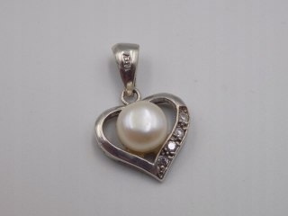 Piękny srebrny damski wisiorek/zawieszka SERCE PERŁA biżuteria VINTAGE