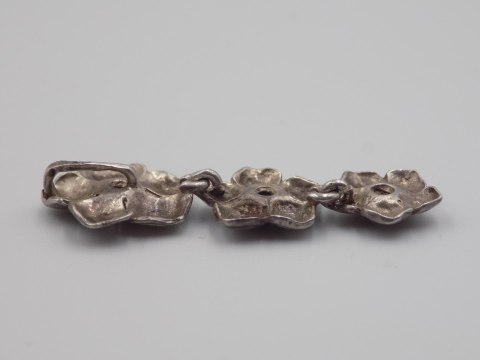 Piękny stary srebrny damski wisiorek/zawieszka KWIATY CYRKONIE biżuteria